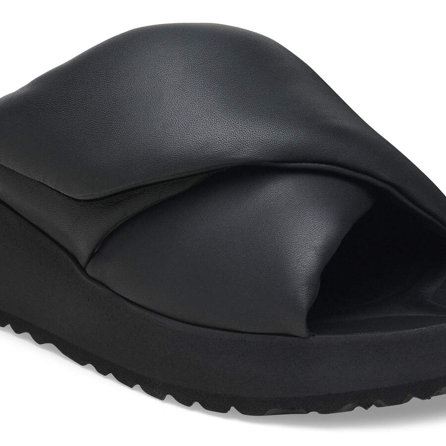 Theda Cross Strap Natural Leather - Black