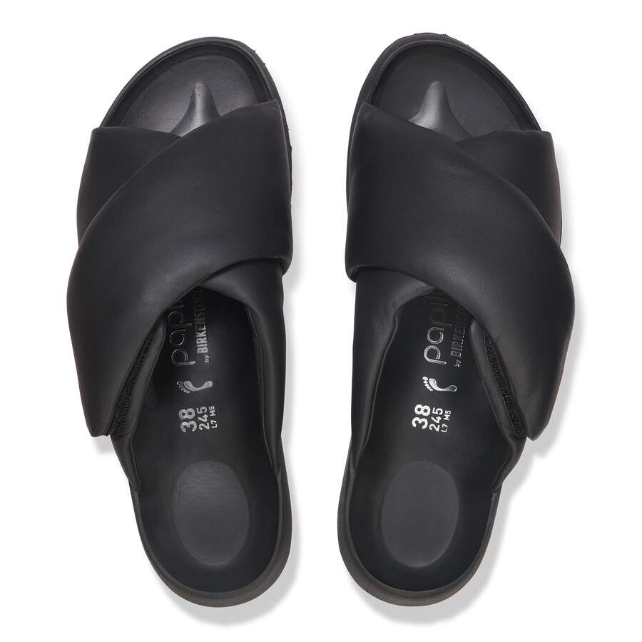 Theda Cross Strap Natural Leather - Black