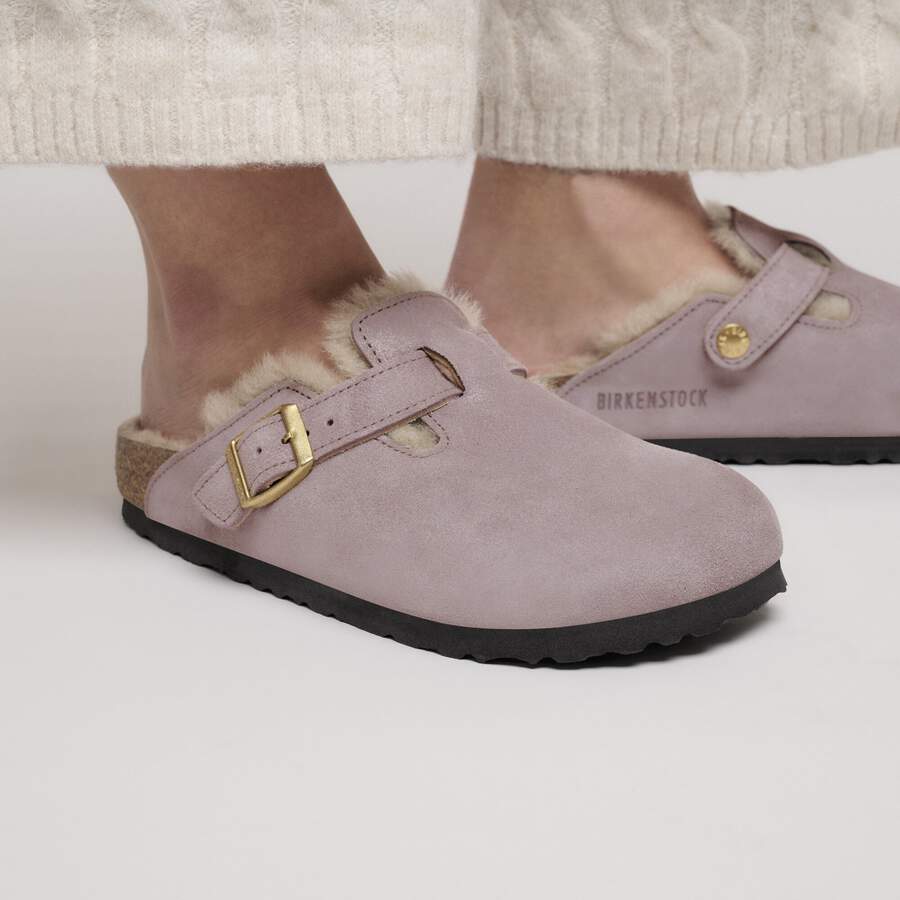 Boston Shearling Suede Leather/Fur - Suede Shimmering Faded Purple