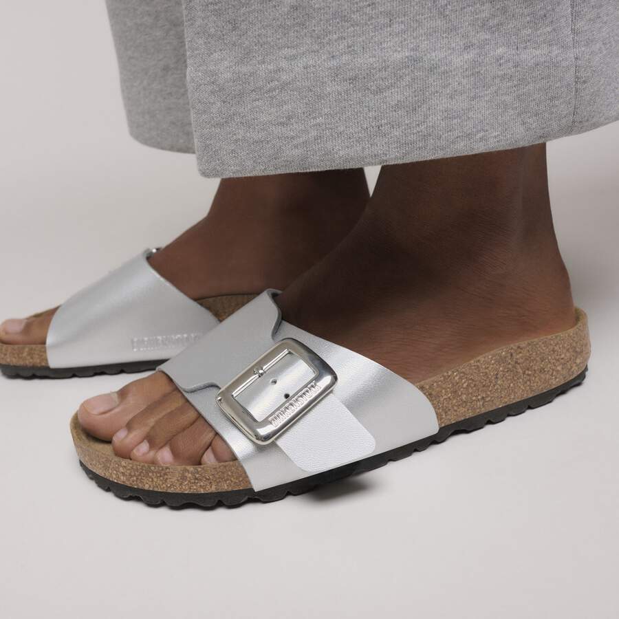 Catalina Cushion Buckle Birko-Flor - Silver Metallic