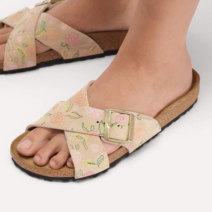 Siena Suede Leather - Sandcastle Flower Print