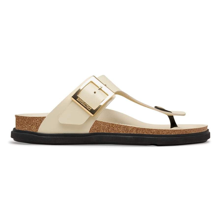 Gizeh Droplet Buckle Natural Leather Patent - High Shine Ecru