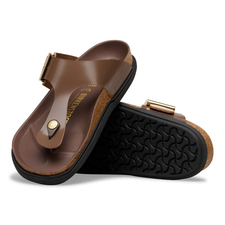Gizeh Droplet Buckle Natural Leather Patent - High-Shine Carafe