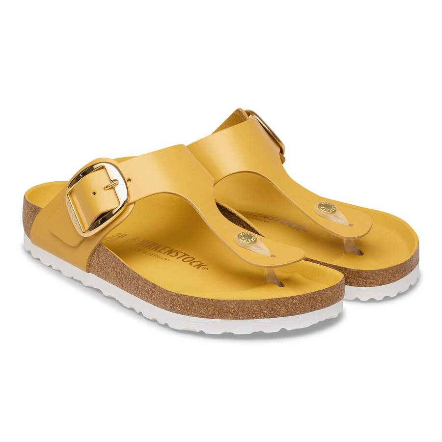 Gizeh Big Buckle Natural Leather Patent - High-Shine Ochre