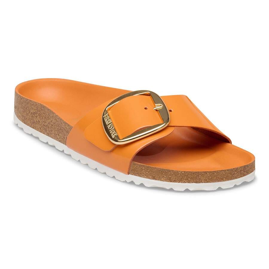 Madrid Big Buckle Natural Leather Patent - High-Shine Kurkuma