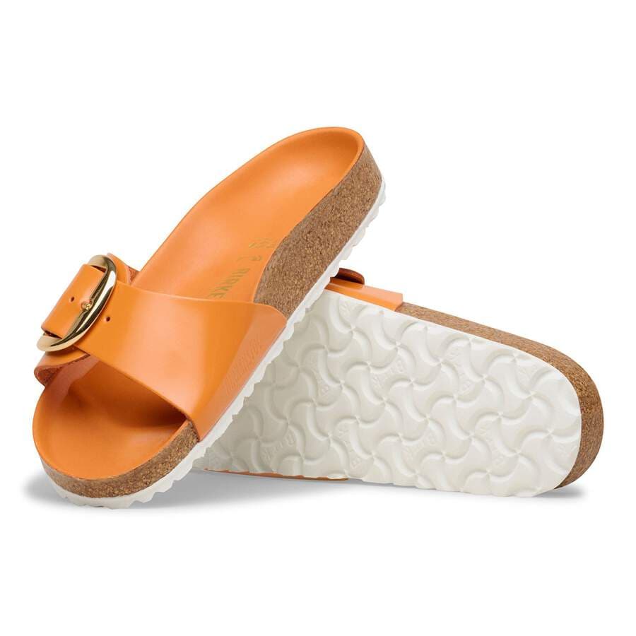 Madrid Big Buckle Natural Leather Patent - High-Shine Kurkuma