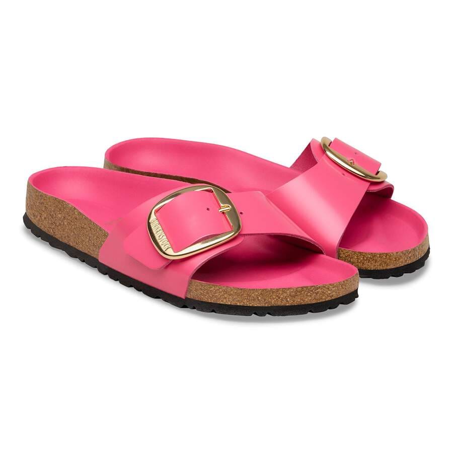 Madrid Big Buckle Natural Leather Patent - High-Shine Fuchsia Tulip