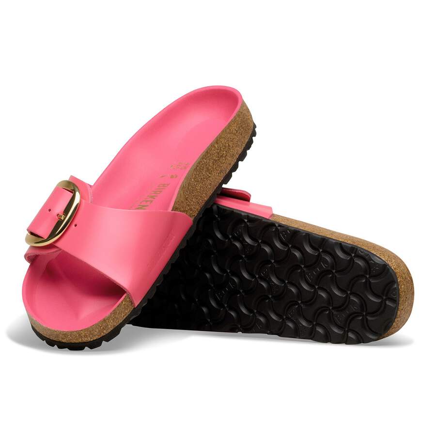 Madrid Big Buckle Natural Leather Patent - High-Shine Fuchsia Tulip