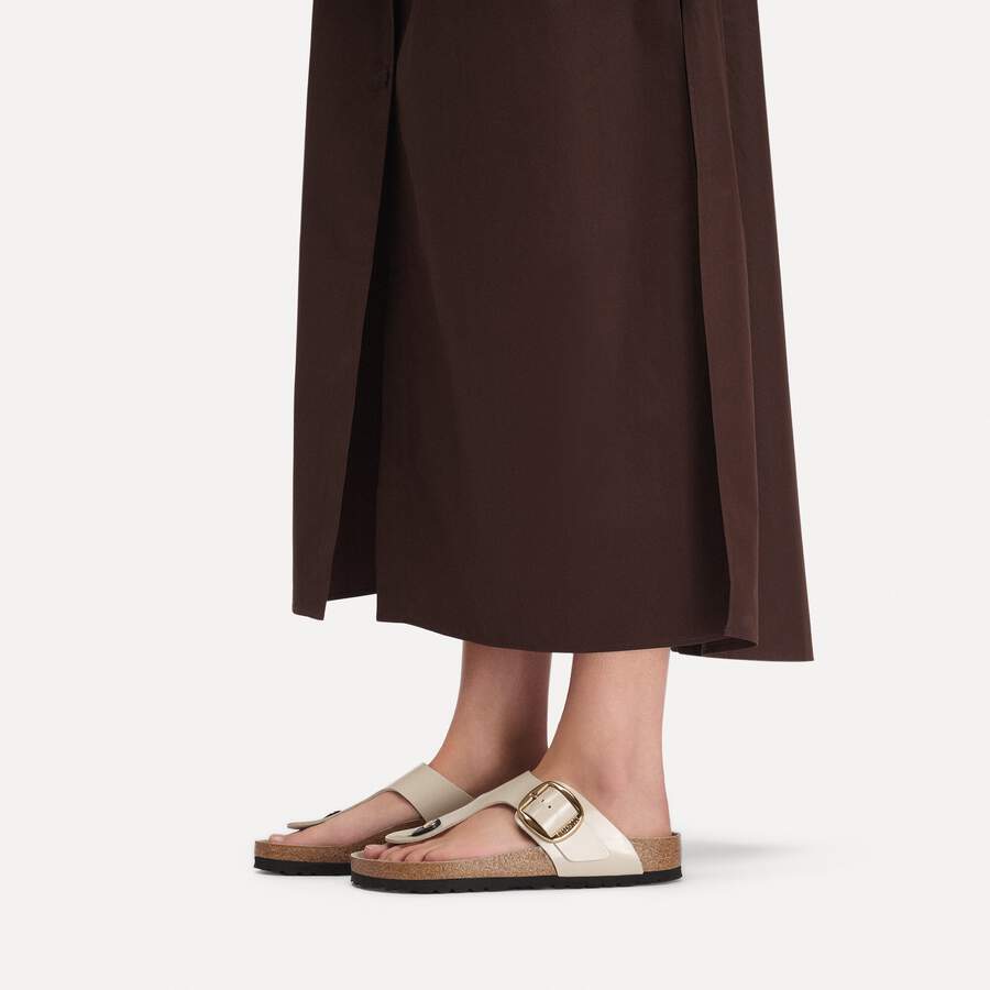 Gizeh Big Buckle Natural Leather Patent - High-Shine Oyster