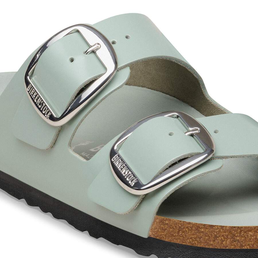 Arizona Big Buckle Natural Leather Patent - High-Shine Pure Sage