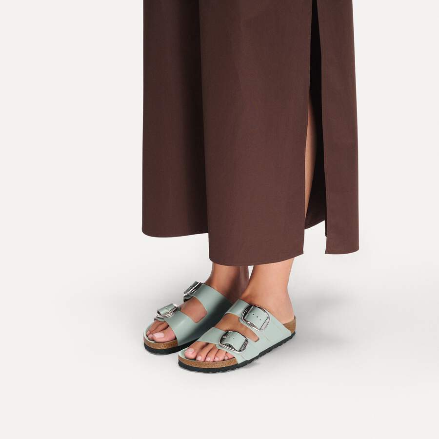Arizona Big Buckle Natural Leather Patent - High-Shine Pure Sage