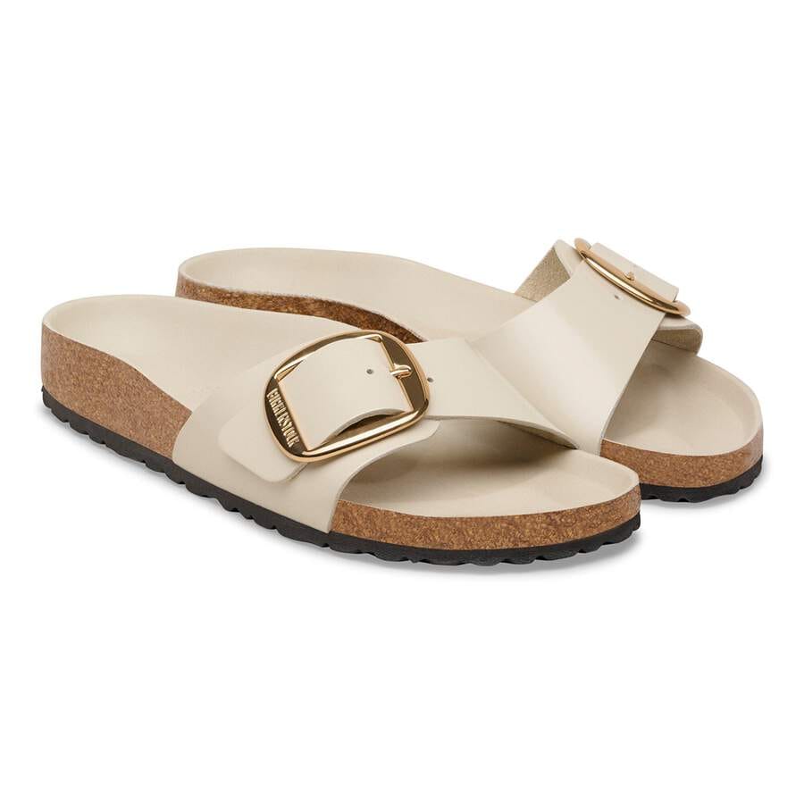 Madrid Big Buckle Natural Leather Patent - High-Shine Oyster