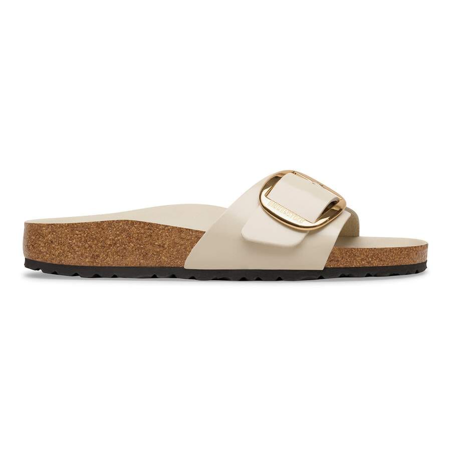 Madrid Big Buckle Natural Leather Patent - High-Shine Oyster
