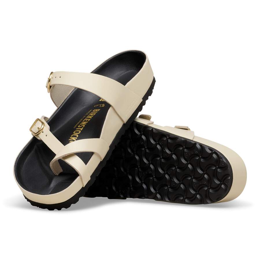 Mayari Natural Leather Patent - High-Shine Ecru/Black