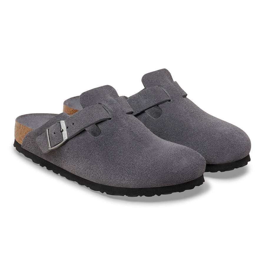 Boston Soft Footbed Suede Leather - Charcoal