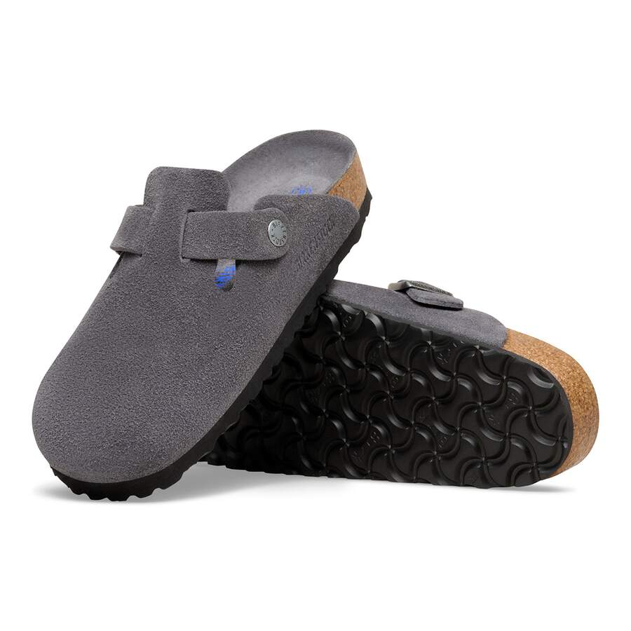Boston Soft Footbed Suede Leather - Charcoal
