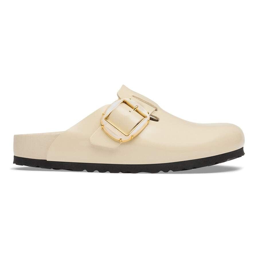 Boston Big Buckle Natural Leather Patent - High-Shine Oyster