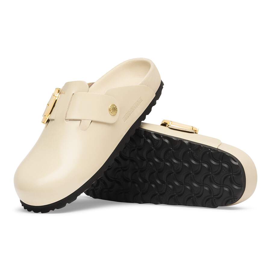 Boston Big Buckle Natural Leather Patent - High-Shine Oyster