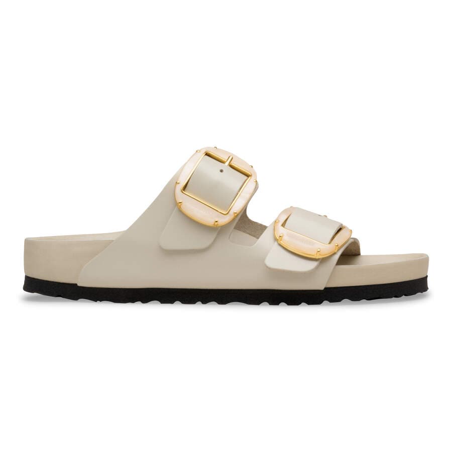 Arizona Big Buckle Natural Leather Patent - High-Shine Oyster