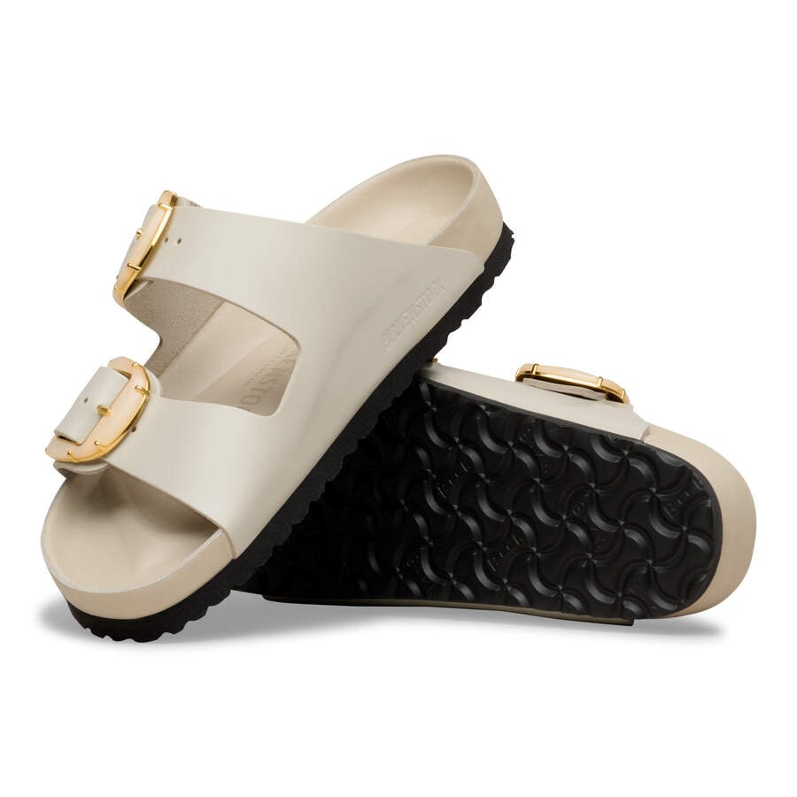 Arizona Big Buckle Natural Leather Patent - High-Shine Oyster