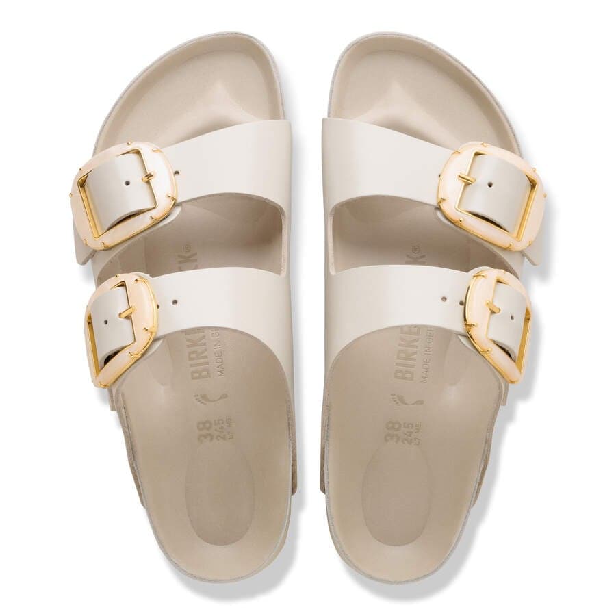 Arizona Big Buckle Natural Leather Patent - High-Shine Oyster