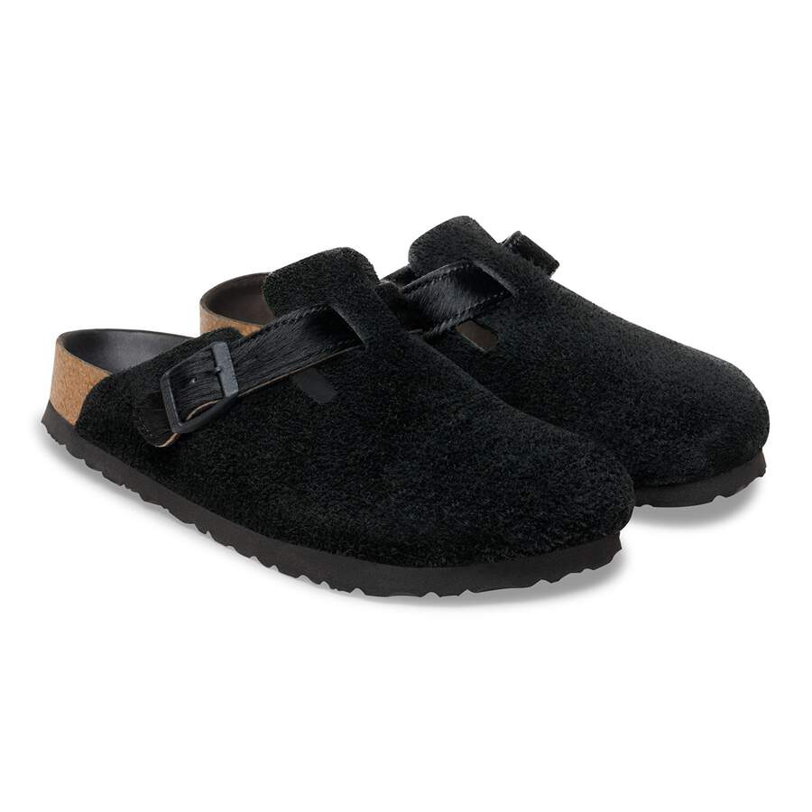 Boston Suede Leather/Fur - Black