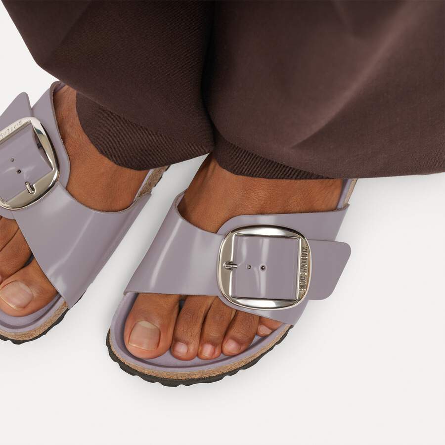 Madrid Big Buckle Natural Leather Patent - High-Shine Lavender Sky