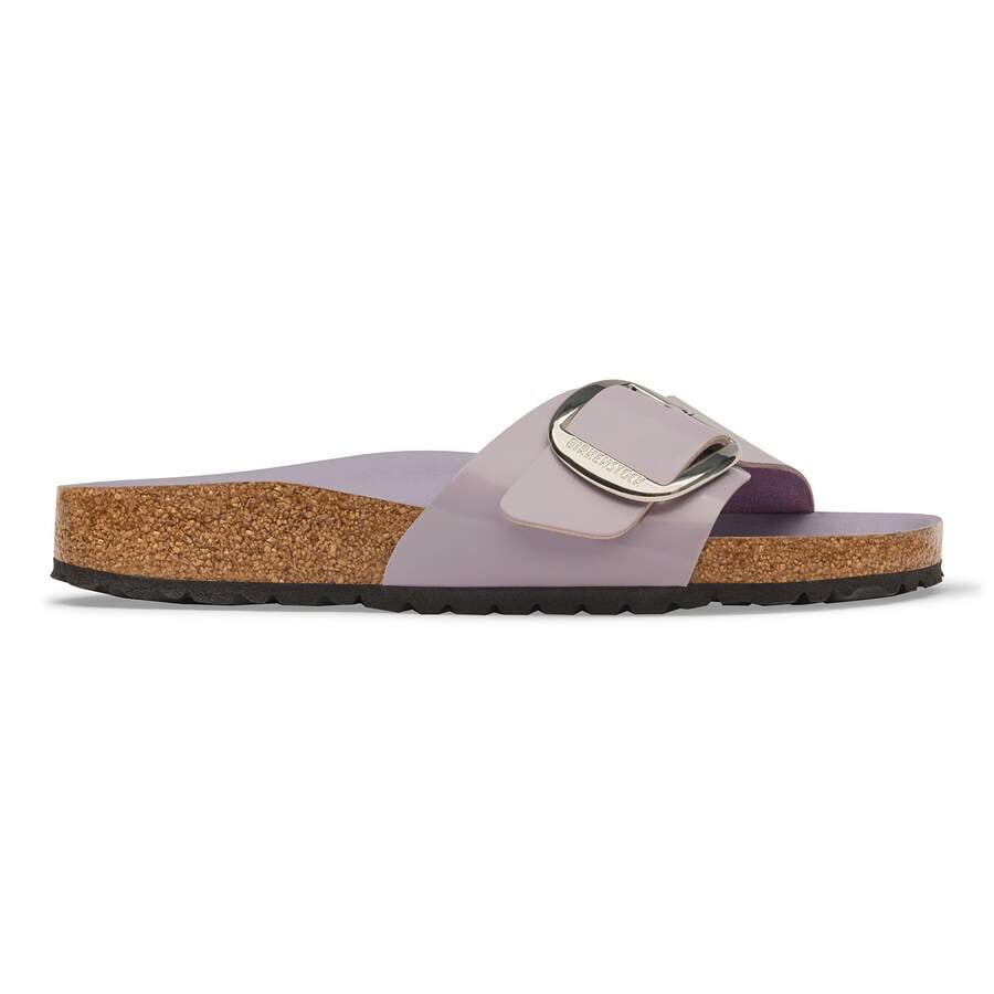 Madrid Big Buckle Natural Leather Patent - High-Shine Lavender Sky