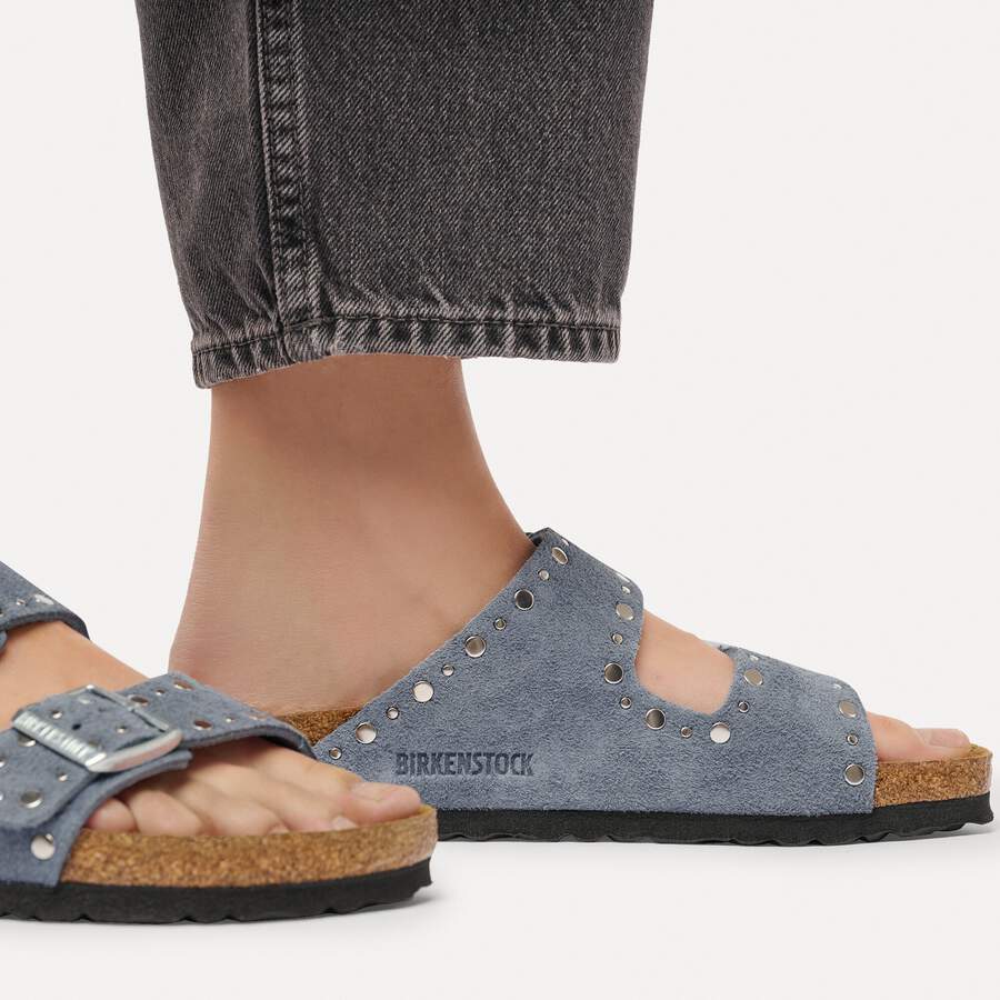 Arizona Rivet Suede Leather - Stone Blue