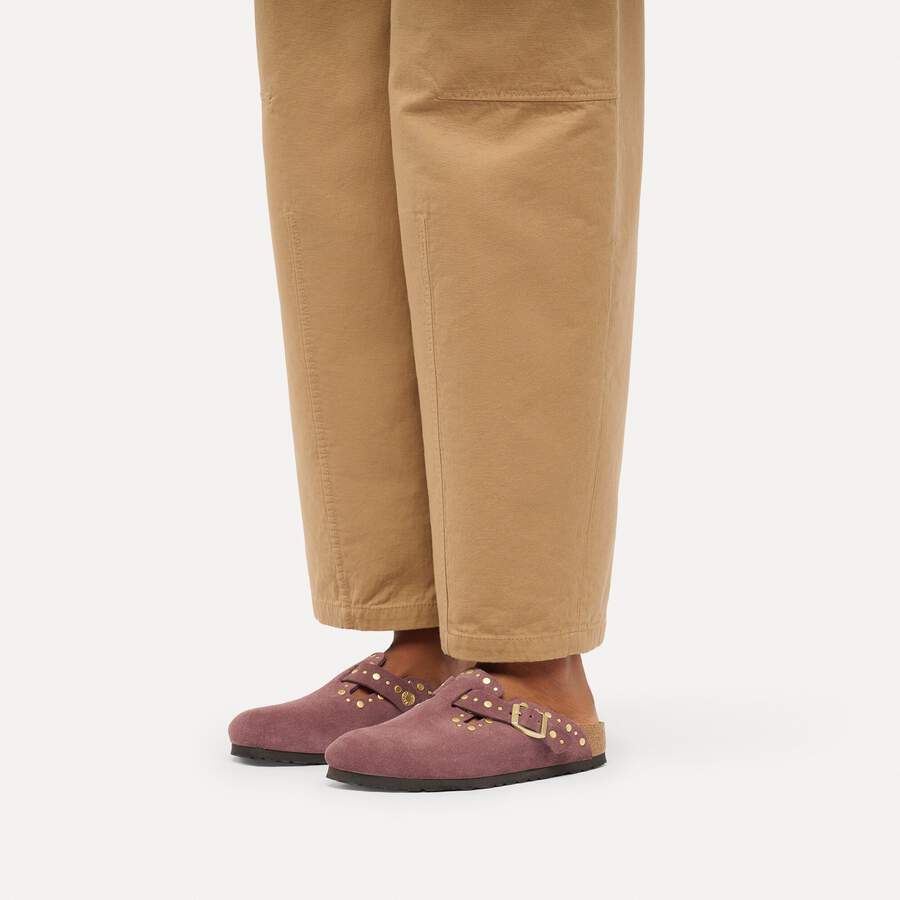 Boston Rivet Suede Leather - Pepper