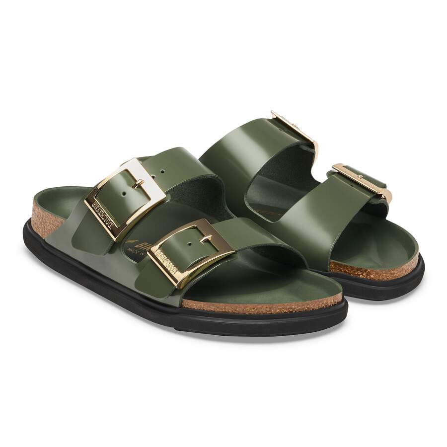 Arizona Droplet Buckle Natural Leather Patent - High-Shine Thyme