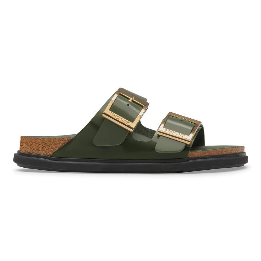 Arizona Droplet Buckle Natural Leather Patent - High-Shine Thyme