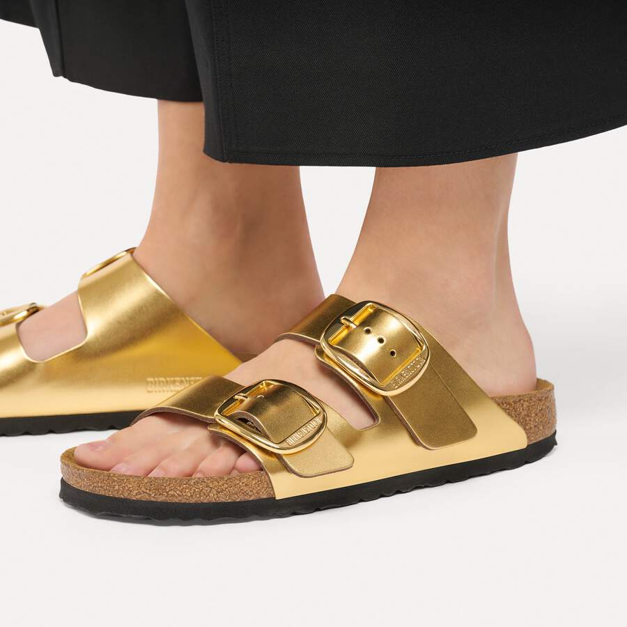 Arizona Big Buckle Natural Leather - Metallic Gold