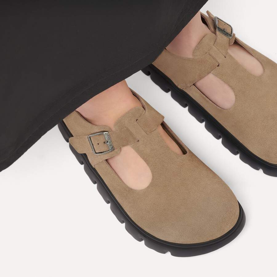 Paris Chunky Suede Leather - Gray Taupe