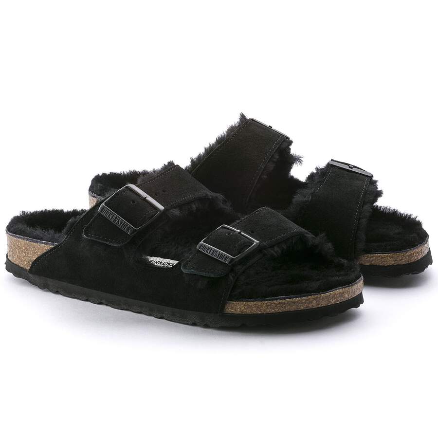 Arizona Shearling Suede Leather/Fur - Black