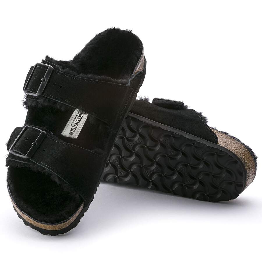 Arizona Shearling Suede Leather/Fur - Black