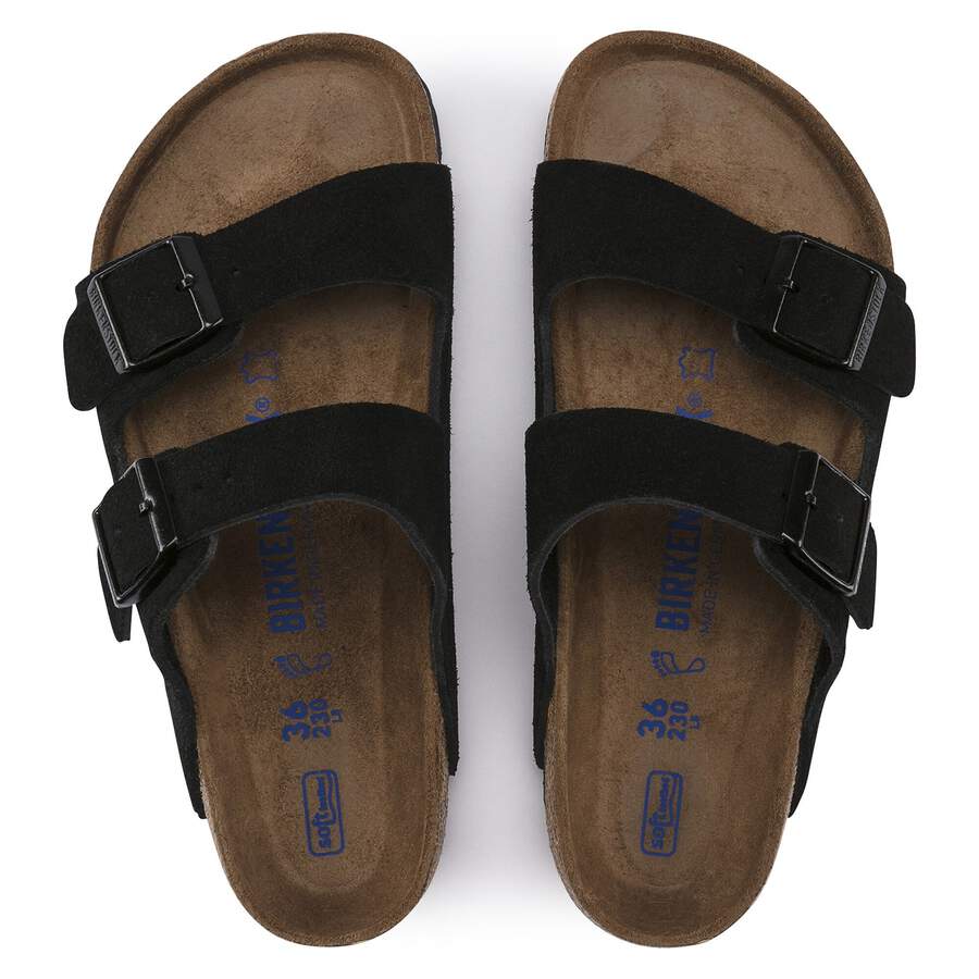 Arizona Soft Footbed Suede Leather - Black